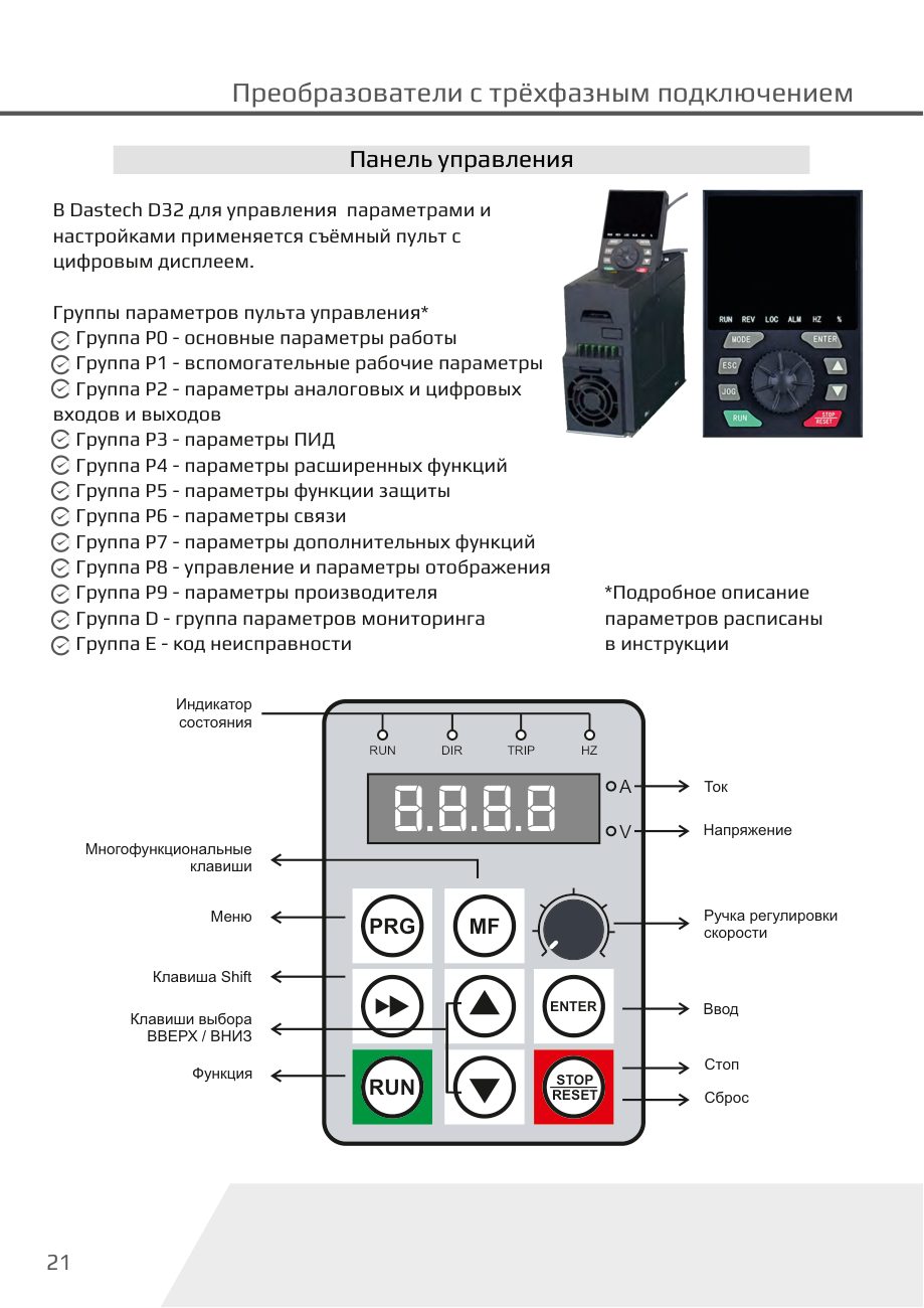 Панель управления D32 Dastech D32-T3-5R5G/7R5P